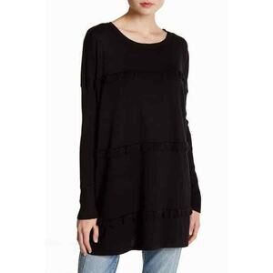 Solutions sweater black triple ruffle sweater